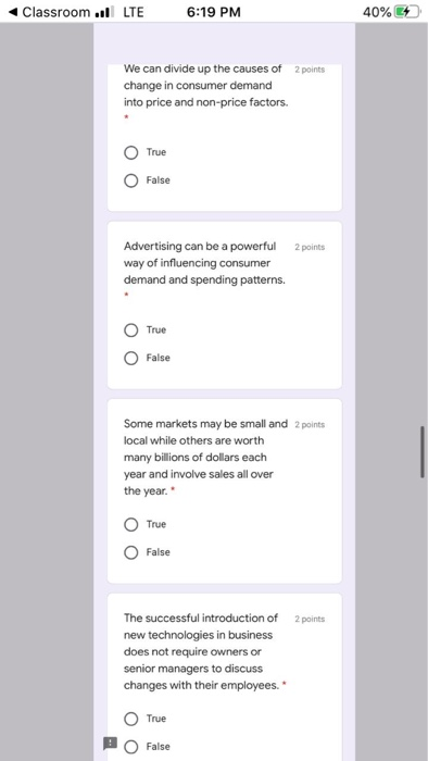 Classroom , LTE 6:19 PM 40% - We can divide up