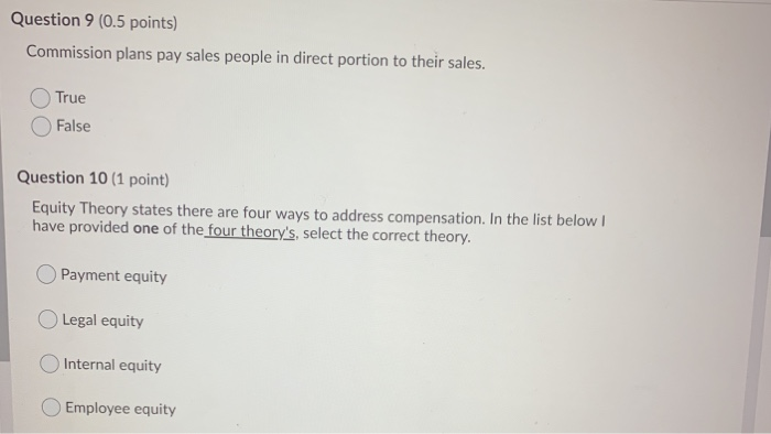 Question 9 (0.5 points) Commission plans pay
