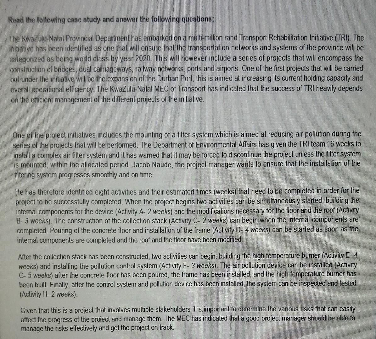 with reference to the TRI project distinguish