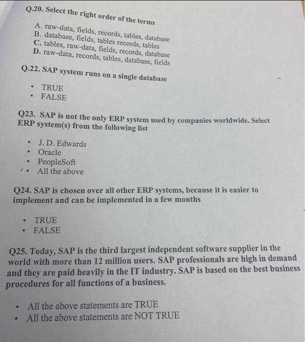 Q10. MRP is required by the Accounts function for