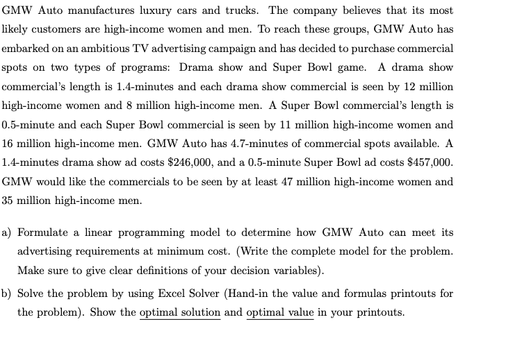 For part b please show values and formulas thank