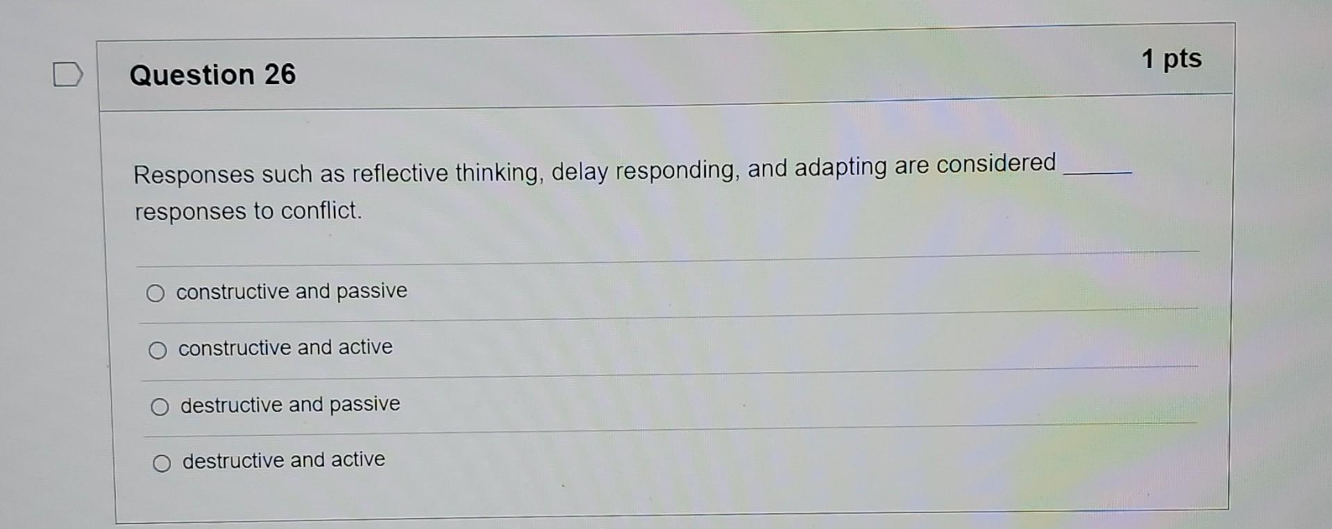 Responses such as reflective thinking, delay