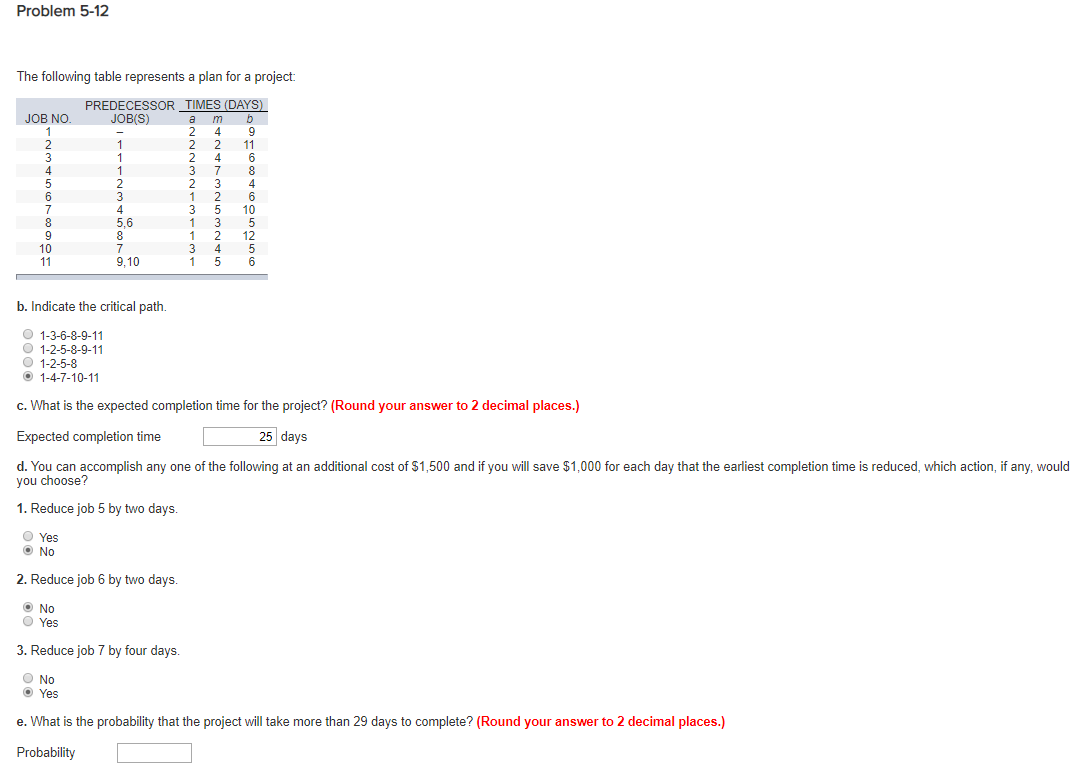 Please only solve part e Problem 5-12 The