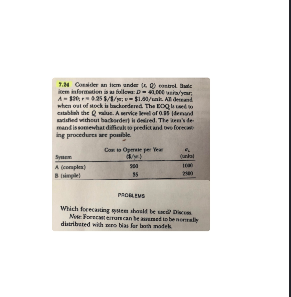 7.24 Consider an item under (s, l) control. Basic