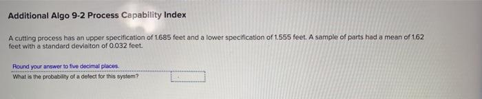 Additional Algo 9-2 Process Capability Index A