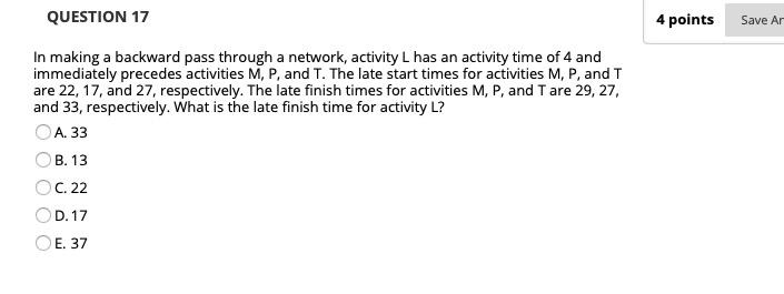 QUESTION 17 4 points Save Ar In making a backward
