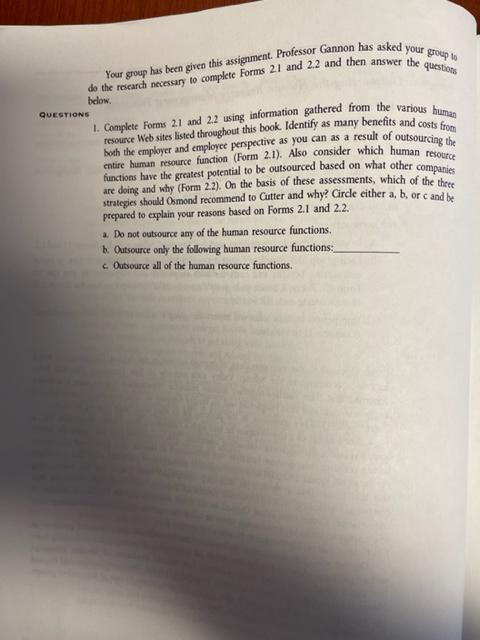 29 EXERCISE Outsourcing the Human Resource