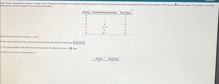 part d, A to G please ger inden developing a