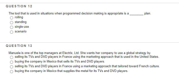 plan. QUESTION 12 The tool that is used in