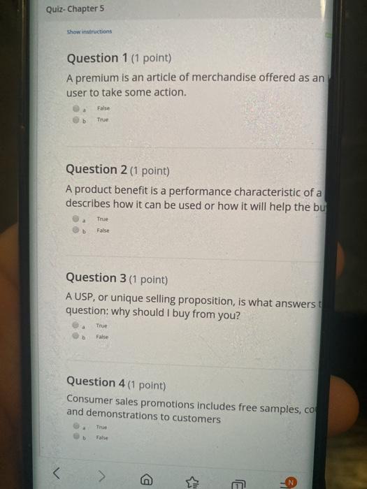 Question 1 (1 point) A premium is an article of