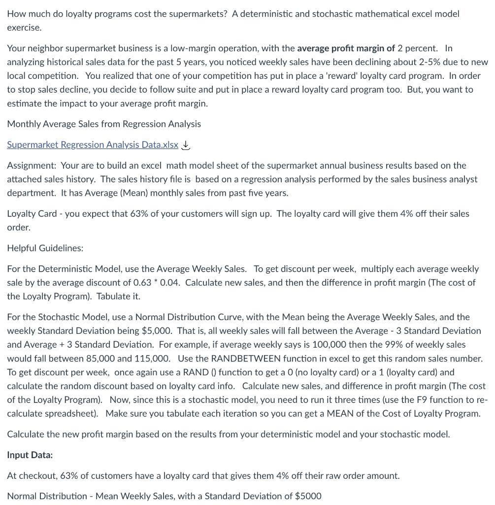 Supermarket Regression Analysis Data How much do