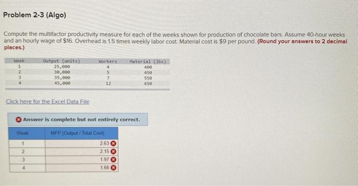 Problem 2-3 (Algo) Compute the multifactor