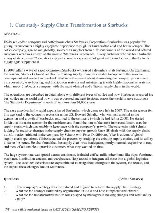 1. Case study- Supply Chain Transformation at