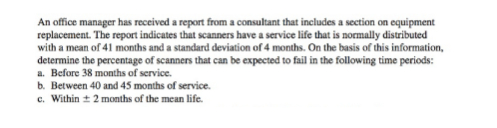 An office manager has received a report from a