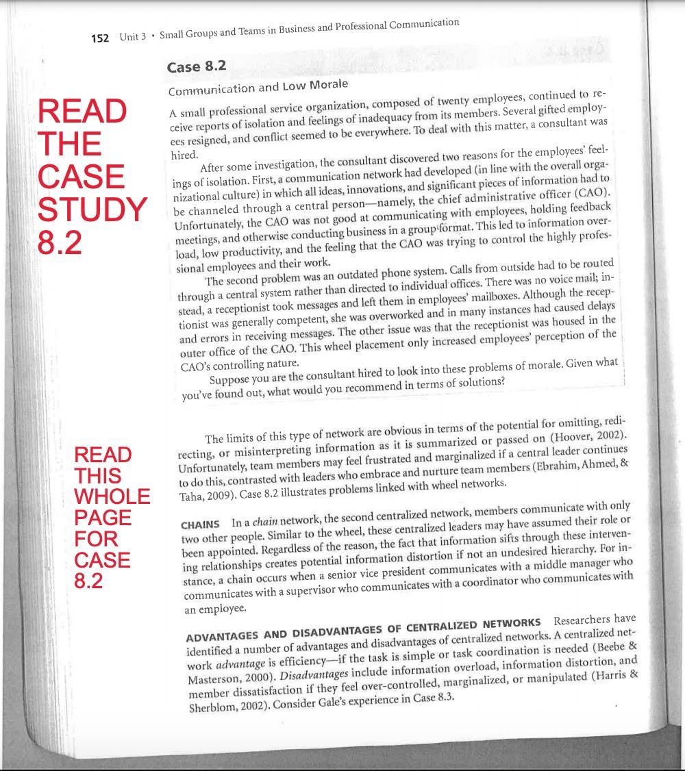 please read case 8.2 in the pictures and write