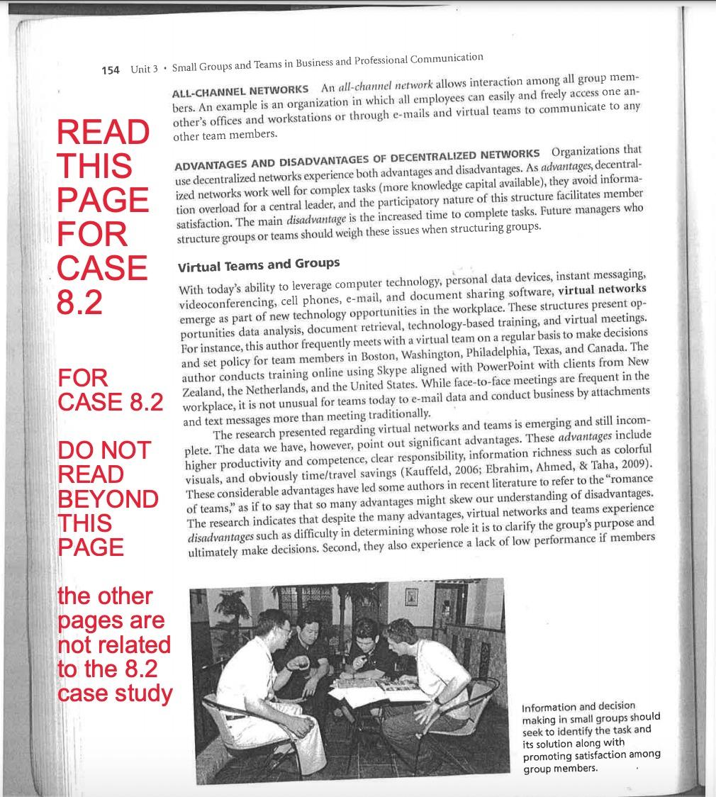 please read case 8.2 in the pictures and write