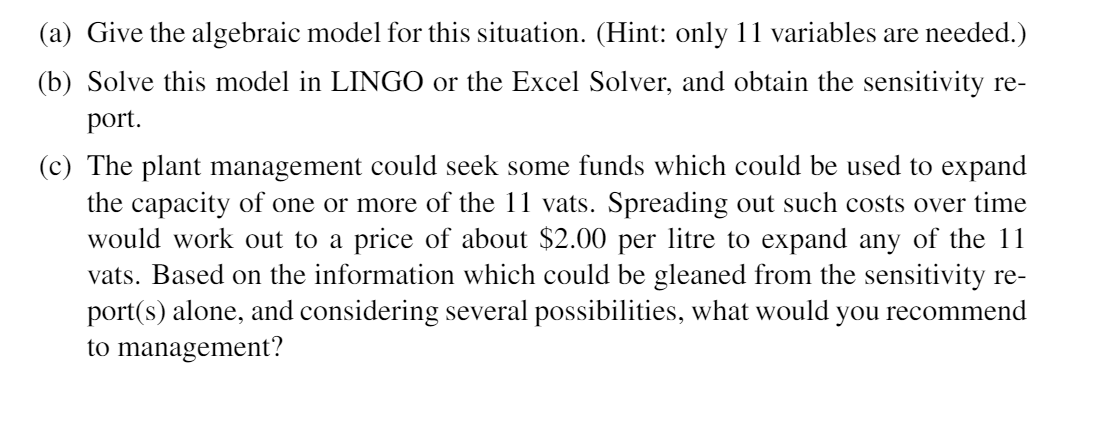 Please be sure to include excel/LINGO solver in