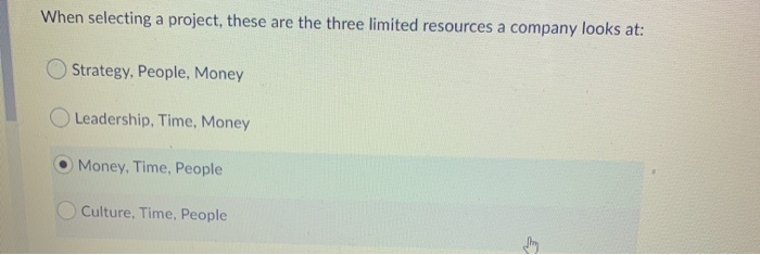 When selecting a project , these are the three