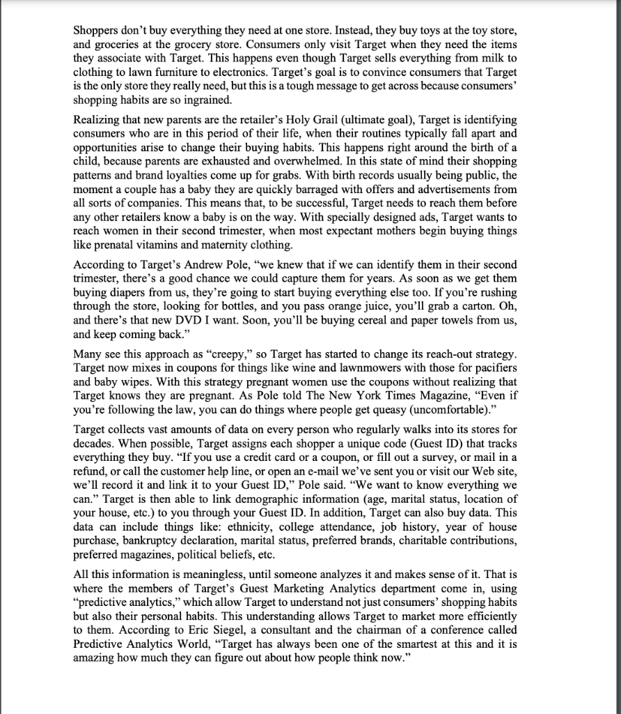 Question 5 (3 points) Assuming that Target was in