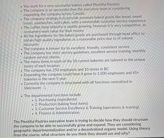 scenario as shown below . You work for a very