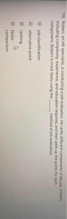 19) Robert, an HR specialist, is conducting a job