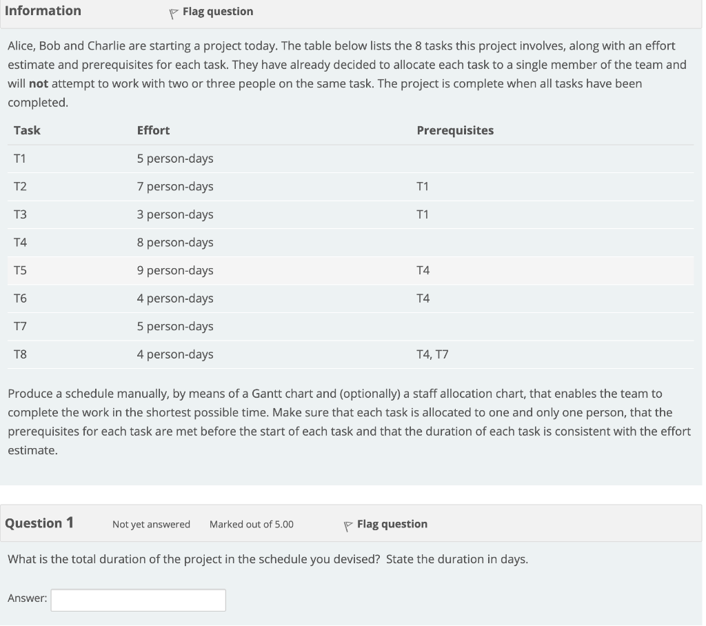 Information p Flag question Alice, Bob and
