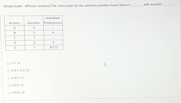 Study Guide - different numbers) The critical