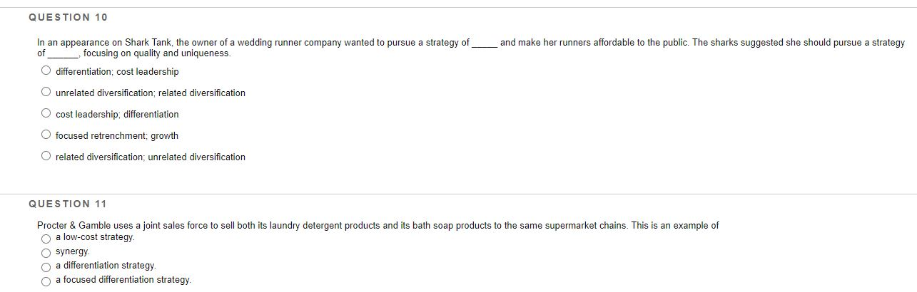 QUESTION 10 and make her runners affordable to