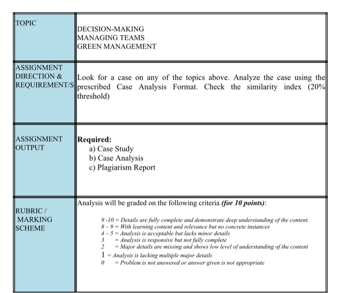 TOPIC DECISION-MAKING MANAGING TEAMS GREEN