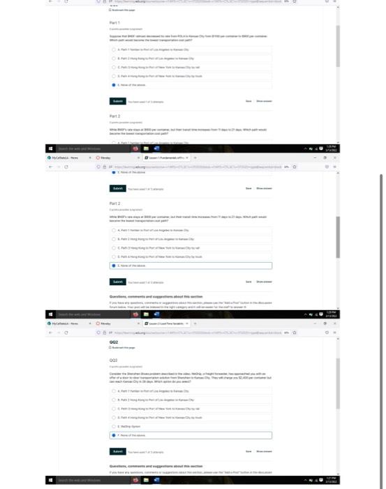 please show work (supply chain management)