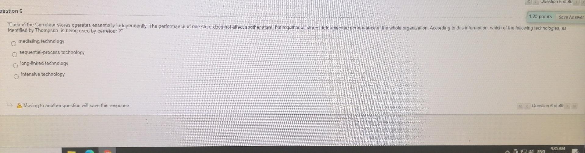 Question 6 of 40 uestion 6 1.25 points Save