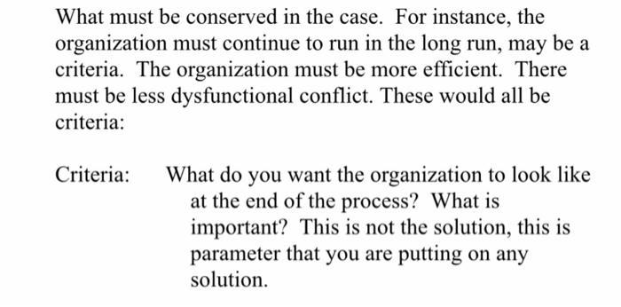 plz read the case carefully and make a criteria