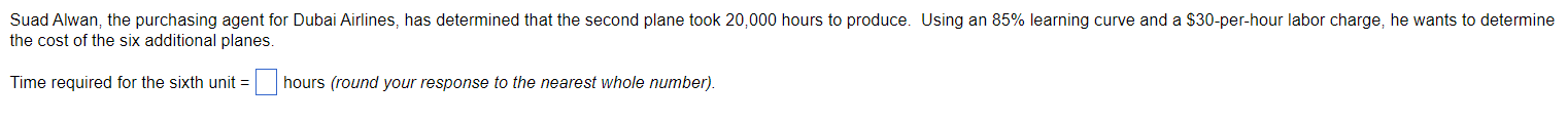 the cost of the six additional planes. Time