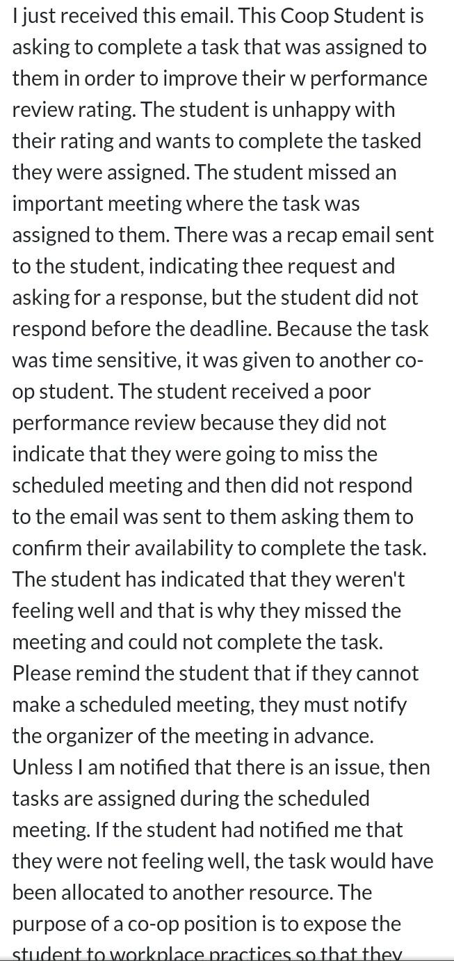 by using indirect strategy Your Co-op Supervisor