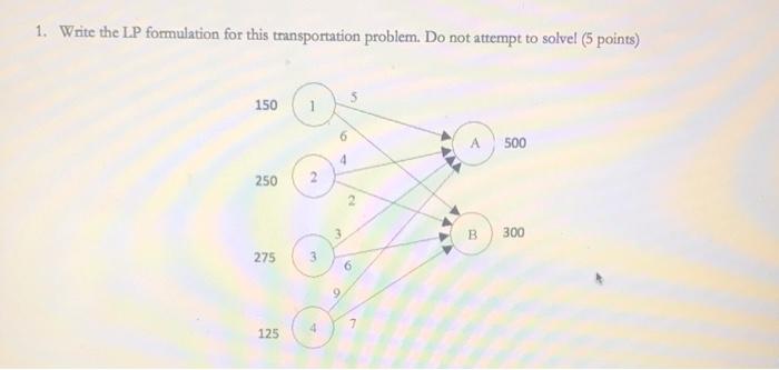 1. Write the LP formulation for this