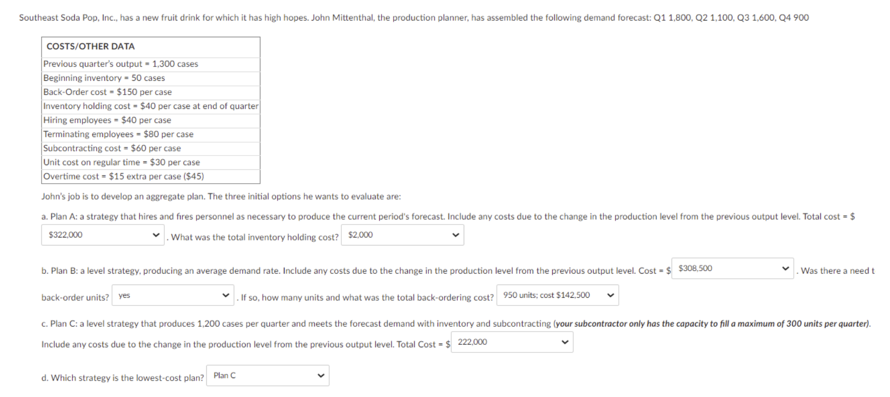 John's job is to develop an aggregate plan. The