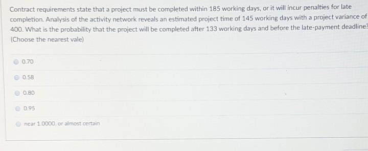 Contract requirements state that a project must