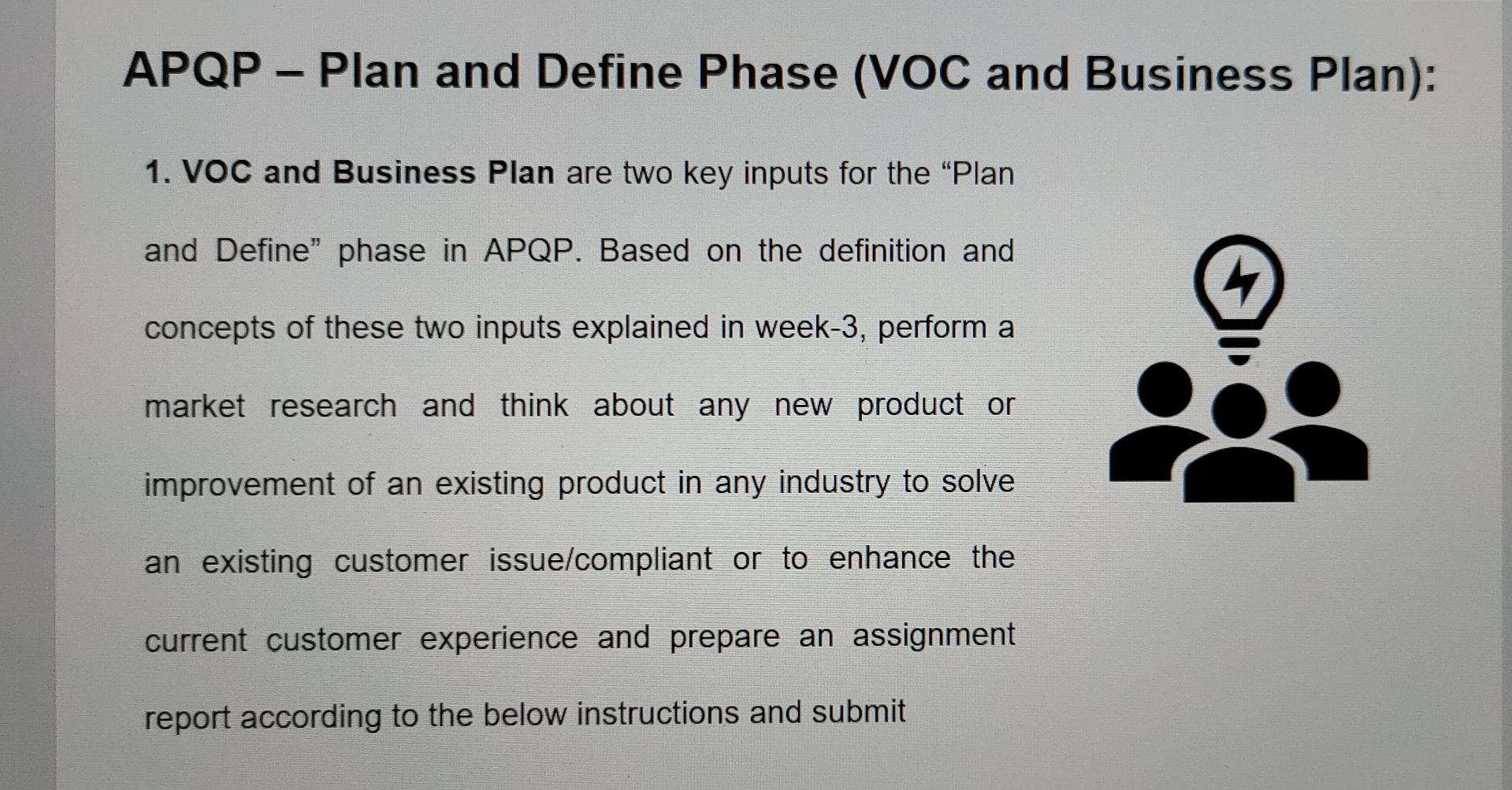 APQP - Plan and Define Phase (VOC and Business