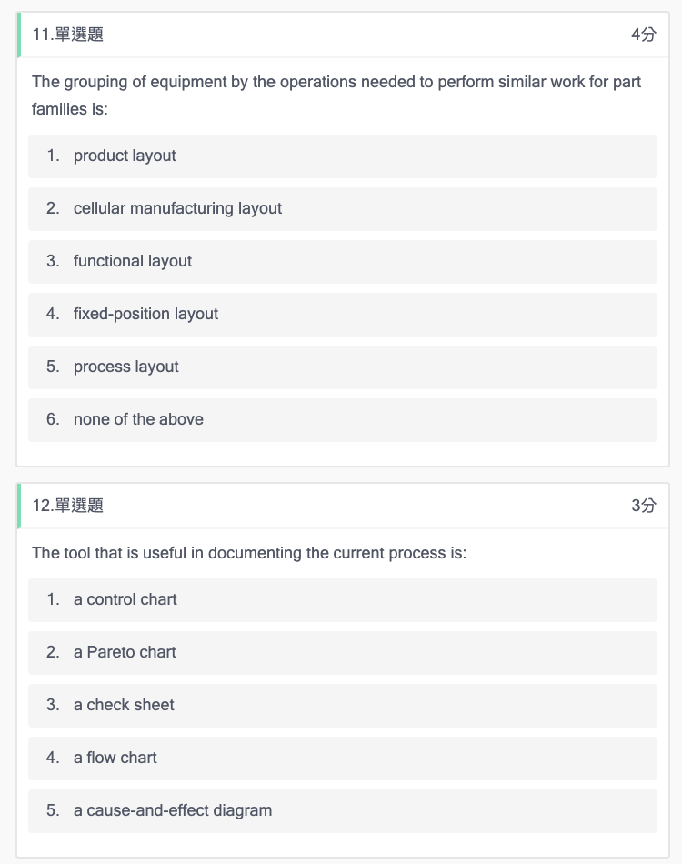 11. 49 The grouping of equipment by the