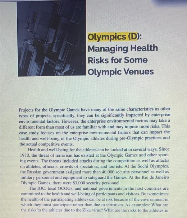 case study- project management Olympics (D):