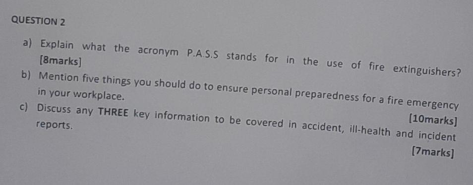 Occupational Health and Safety Brief your answers