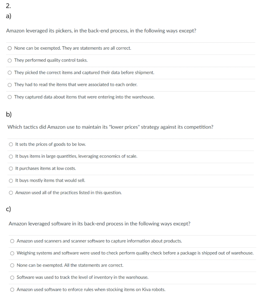 Amazon leveraged its pickers, in the back-end