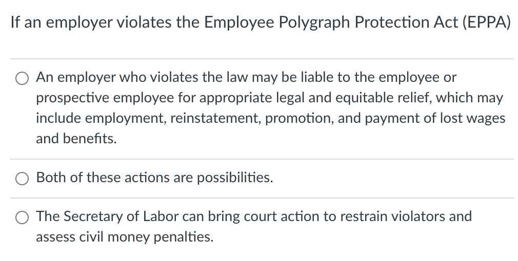 If an employer violates the Employee Polygraph