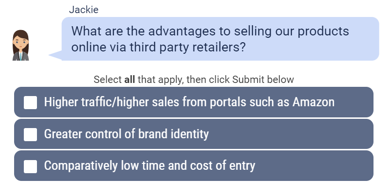 Jackie Select all that apply, then click Submit