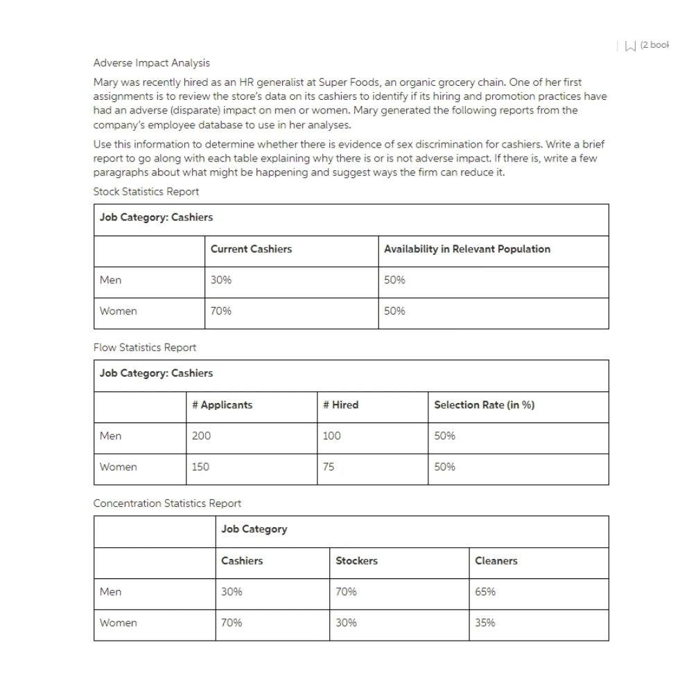 (2 bool Adverse Impact Analysis Mary was recently