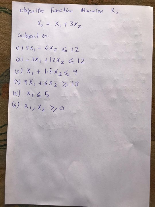 objective Function Minimize Xo Xo = X, + 3X2