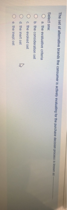 The set of alternative brands the consumer is