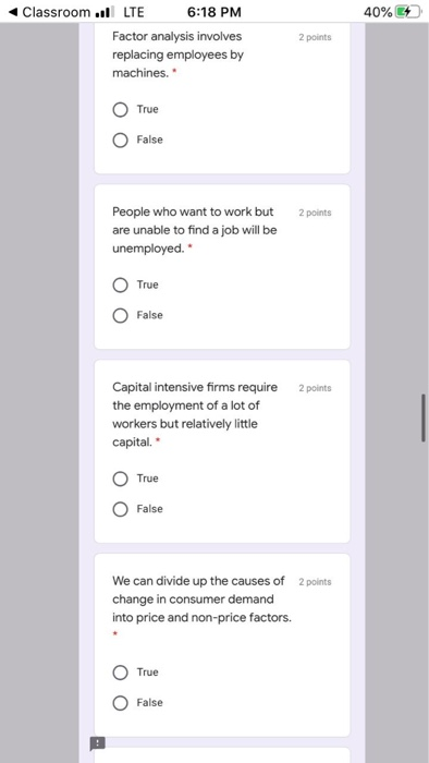 Classroom 40% - LTE 6:18 PM Factor analysis