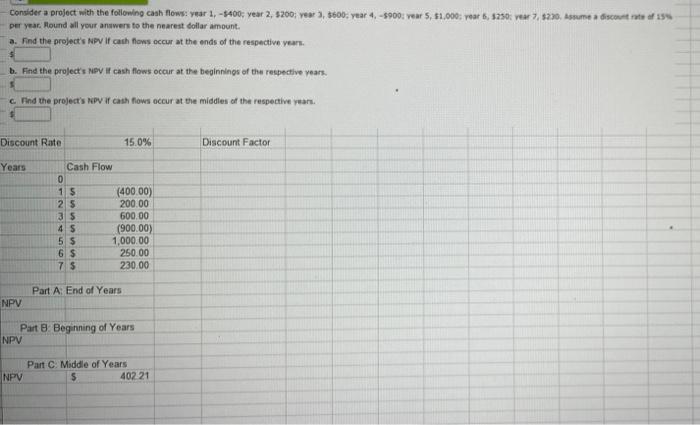 please show work Consider a project with the