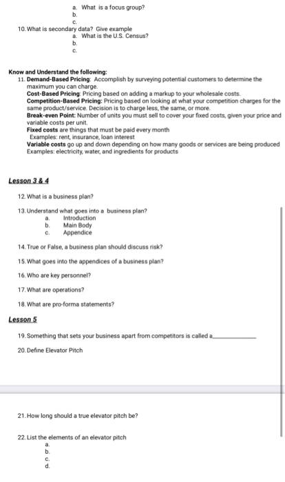 EASY HELP PLEASE a What is a focus group? b. 10.